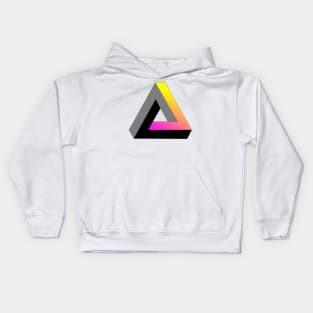 Impossible triangle with magenta to yellow gradient Kids Hoodie